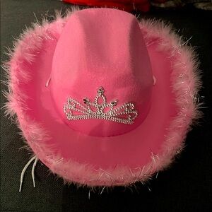 Pink Cowboy Hat with Tiara Accent